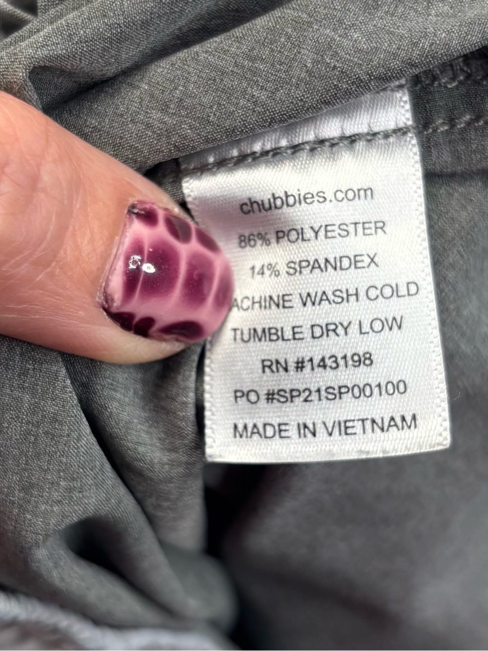 Chubbies Men’s Swim Trunks Gray 5.5” Inseam Unlined Stretch Swim Shorts Size S - Picture 3 of 7